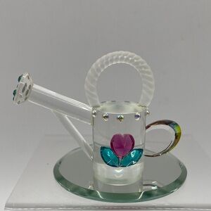 Crystallite Crystal Miniature Crystal Watering Can With Mirror Base
